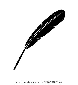 Feather icon on background for graphic and web design. Simple vector sign.
