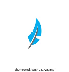 Feather icon on background for graphic and web design. Creative illustration concept symbol for web or mobile app.