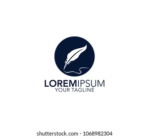 Feather icon. Feather on a circle background