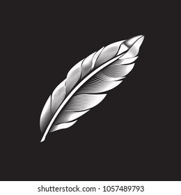 Feather icon on white back, vector design