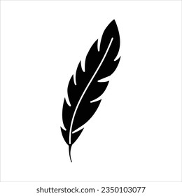 Feather icon on white background. Vector flat illustration on white background.