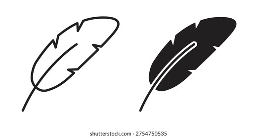 Feather icon on white background. Simple vector illustration for graphic and web design