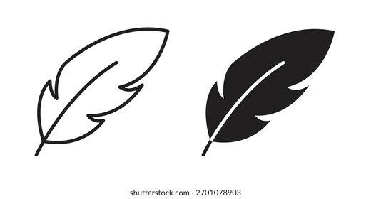 Feather icon outline concept symbol with editable stroke on white