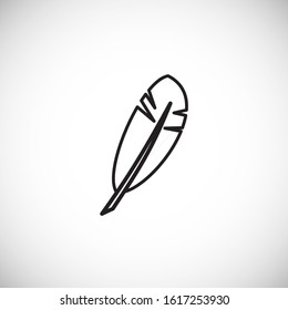 Feather icon outline on background for graphic and web design. Creative illustration concept symbol for web or mobile app.