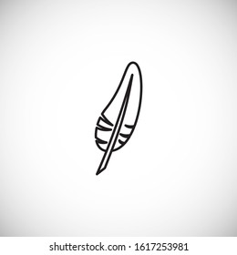 Feather icon outline on background for graphic and web design. Creative illustration concept symbol for web or mobile app.
