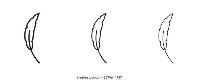 Feather icon, outline sign, linear symbols