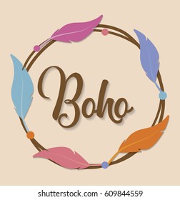 feather icon over white background. boho style concept. colorful design. vector illustration