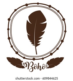 feather icon over white background. boho style concept. colorful design. vector illustration
