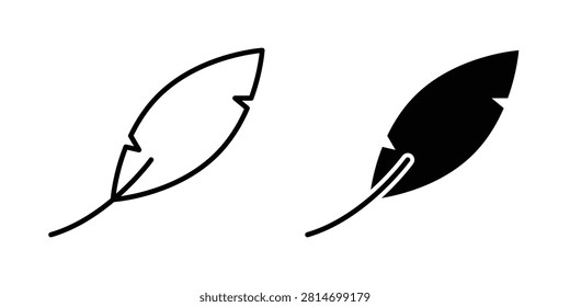 Feather Icon represents nature, softness, freedom, and decorative design with an editable outline vector illustration.