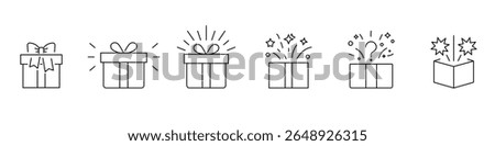 Feather icon set. Bird feather silhouette symbol. Plumelet collection isolated. Box with bows, woven effects, sparkles and surprises. Vector illustration.