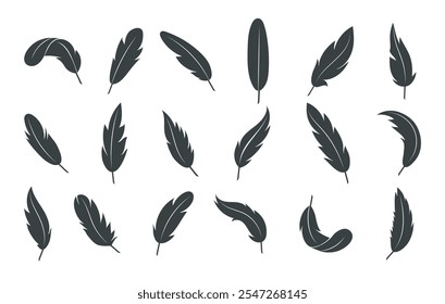 Feather icon set. Bird feather simple icons isolated vector illustration