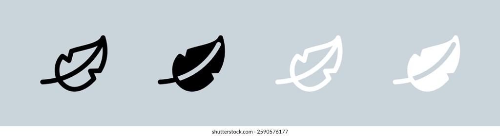 Feather icon set in black and white. Write signs vector illustration.
