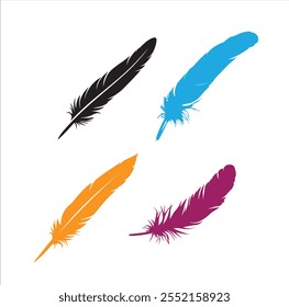 feather icon set, colorful feather