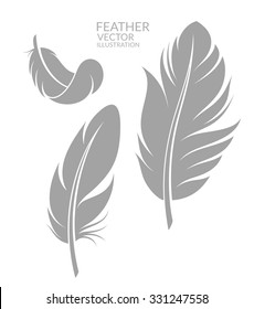 Feather icon set. Isolated feathers on white background. Vector illustration EPS10. White goose feathers sign