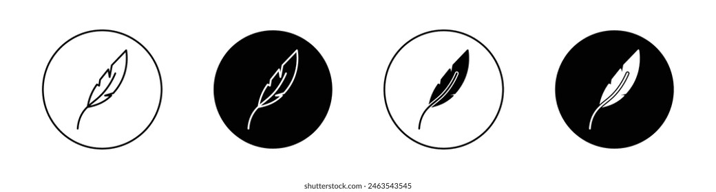 Feather icon set. lightweight vector symbol. soft and smooth vector symbol. fluffy material sign in black filled and outlined style.