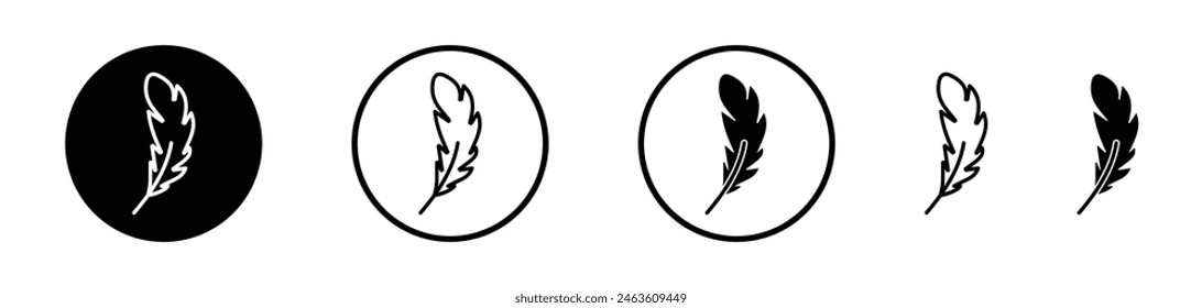 Feather icon set. Lightweight vector symbol. Soft and smooth vector symbol. Fluffy material sign.