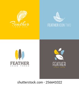 Feather icon. Set of logo design vector templates