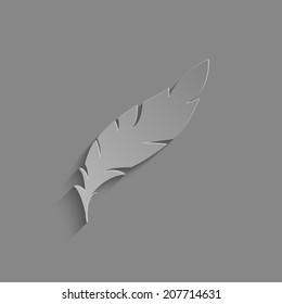 Feather Icon  with shadow on a grey background