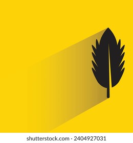 feather icon with shadow on yellow background