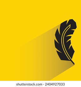 icono de pluma con sombra sobre fondo amarillo