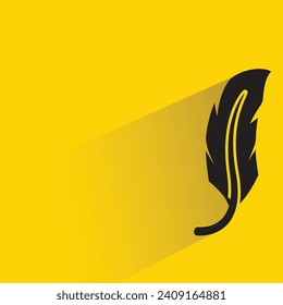 feather icon with shadow on yellow background
