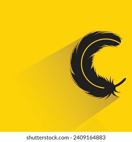 feather icon with shadow on yellow background