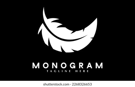 Plantilla de logotipo de vector monograma abstracto con forma de icono de pluma