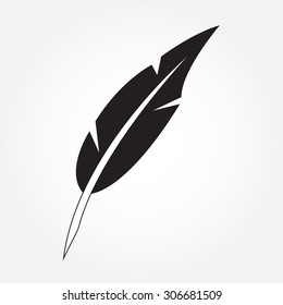 Feather icon or sign. Bird feather isolated on white background. Vector illustration.