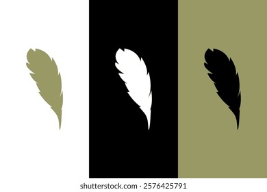 Feather icon silhouette quill black pen graphic vector