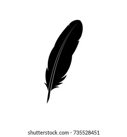 Feather icon. Simple black silhouette on white background. Vector illustration.