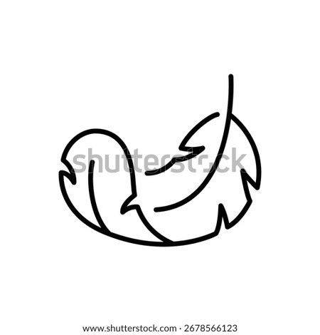 Feather icon. Simple outline style. Light, weight, smooth, pillow, bird, quill, fluff, falling, lightweight concept. Thin line symbol. Isolated design.