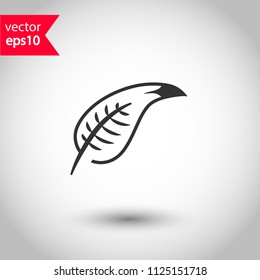 Feather icon. Studio background. EPS 10 vector flat sign.