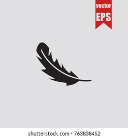 Feather icon in trendy isolated on grey background.Vector illustration.
