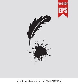 Feather icon in trendy isolated on grey background.Vector illustration.
