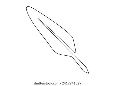 Feather icon vector continuous one line drawing vector illustration. Pro vector