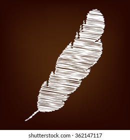 Feather icon. Vector illustration with chalk effect
