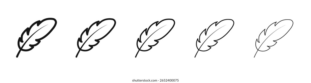 Feather icon vector outline set illustration sign