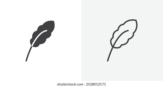 Feather icon vector icon set in black and white color.