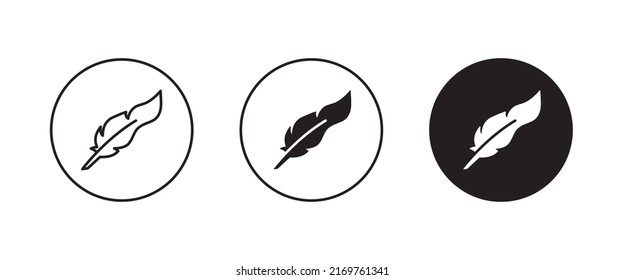 Feather icon vector, sign, symbol, logo, illustration, editable stroke, flat design style isolated on white linear