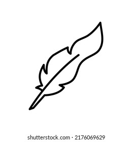 Vector de icono de pluma, signo, símbolo, logotipo, ilustración, trazo editable, estilo de diseño plano aislado en línea blanca