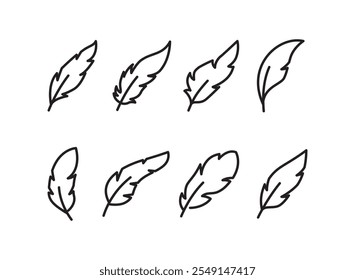Feather icon vector, sign, symbol, logo, illustration, editable stroke, flat design style isolated on white linear