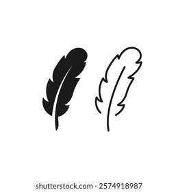 Feather icon vector, sign, symbol, logo, illustration, editable stroke, flat design style isolated on white linear