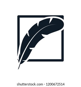 Feather icon vector style logo template