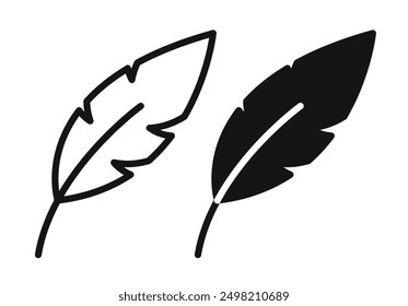 Feather iconicon vector collection in outlined and solid style