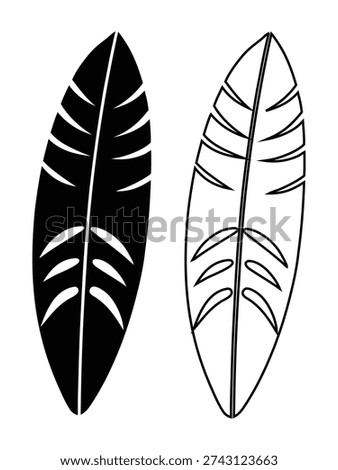 Feather icons, black and white, bird plume, natural element, artistic design.