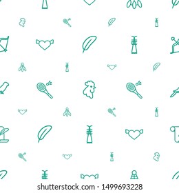 feather icons pattern seamless white background. Included editable outline rooster, shuttlecock, heart with wings, badminton, Shuttlecock icons. feather icons for web and mobile.