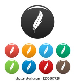 Feather icons set 9 color vector isolated on white for any design