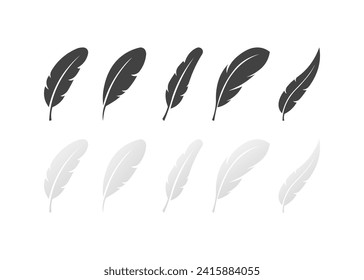 Feather icons set. Different styles, collection of feathers set of icons, feather icons. Vector icons