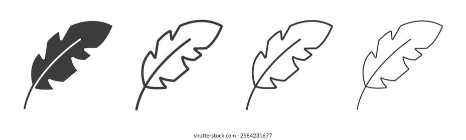 Feather icons set. Liner outlined and flat black color