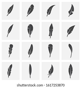 Feather icons set on background for graphic and web design. Creative illustration concept symbol for web or mobile app.